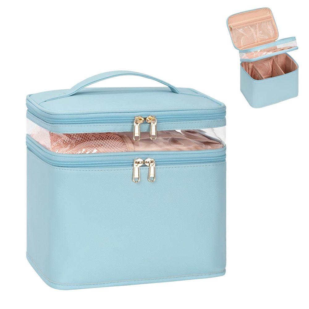 Large Makeup Bag, Double Layer Makeup Bag, Vertical Storage Cosmetic Case For😍